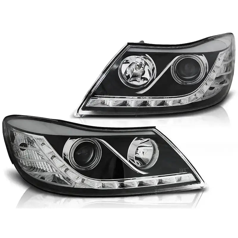 Frontlykter Skoda Octavia 09-12 Daylight Black Halo Rim And Led