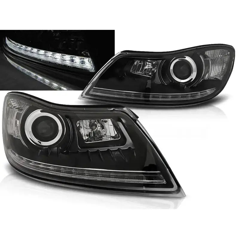 Frontlykter Skoda Octavia 09-12 Daylight Black Led