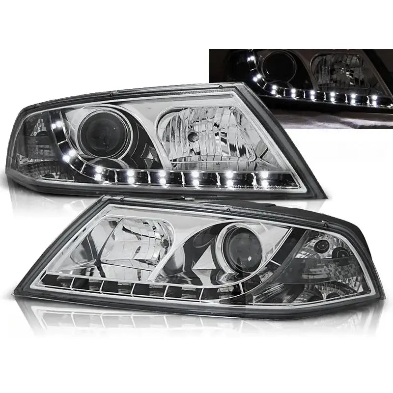 Frontlykter Skoda Octavia 2 03.04-08 Chrome