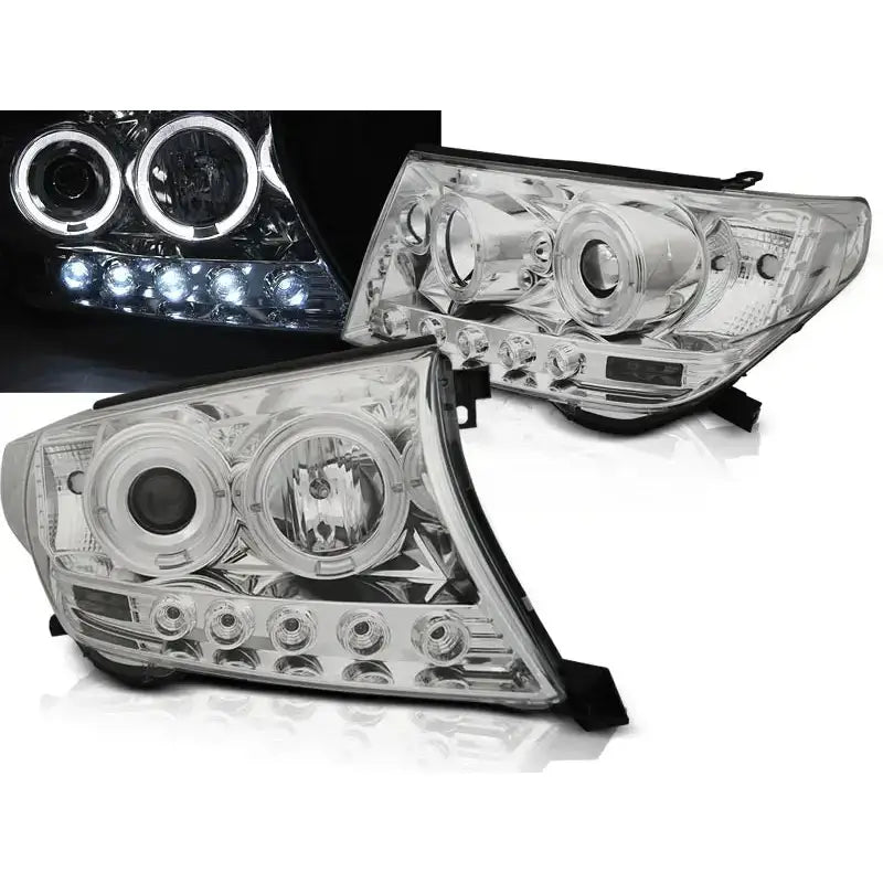 Frontlykter Toyota Land Cruiser Fj200 07-12 Angel Eyes Chrome