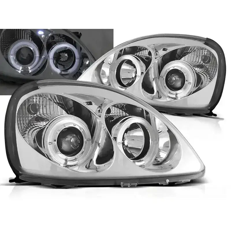 Frontlykter Toyota Yaris 04.99-09.03 Angel Eyes Chrome
