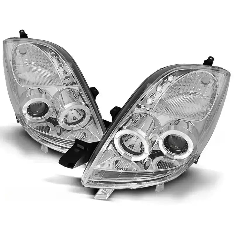 Frontlykter Toyota Yaris 06-09 Angel Eyes Chrome