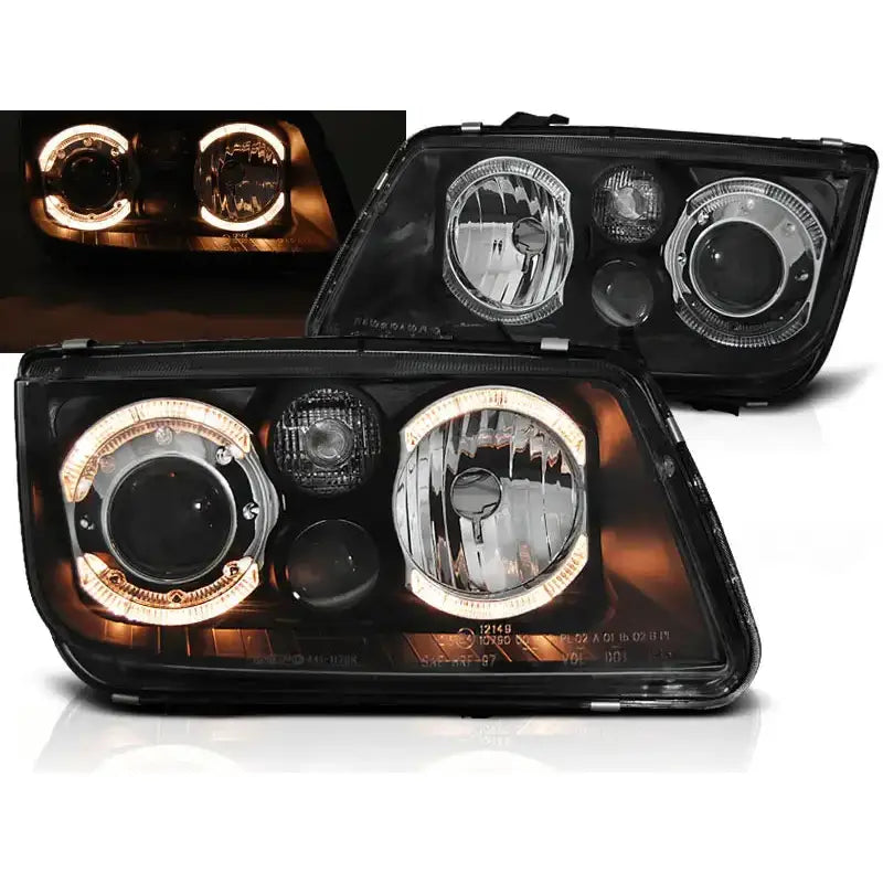 Frontlykter Vw Bora 09.98-07.05 Angel Eyes Black