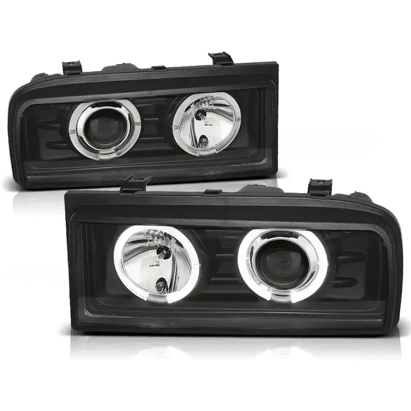 Frontlykter Vw Corrado 88-95 Angel Eyes Black Halo Rims