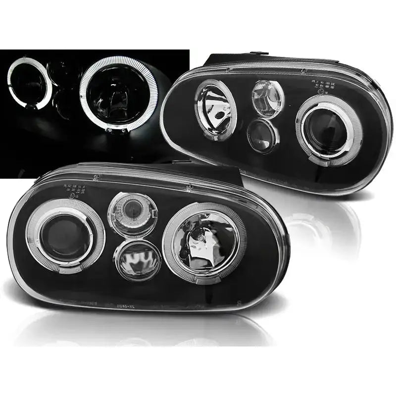 Frontlykter Vw Golf 4 09.97-09.03 Angel Eyes Black Clearglass