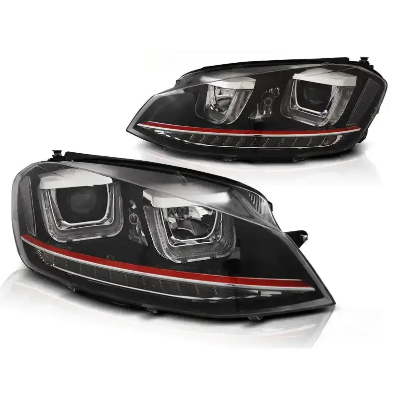 Frontlykter Vw Golf 7 11.12-17 U-type Black Red Line