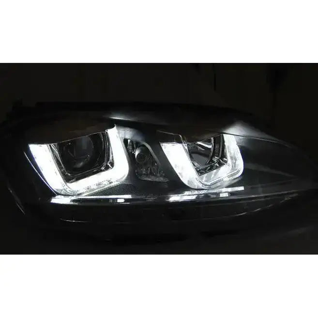 Frontlykter Vw Golf 7 11.12-17 U-type Black Red Line