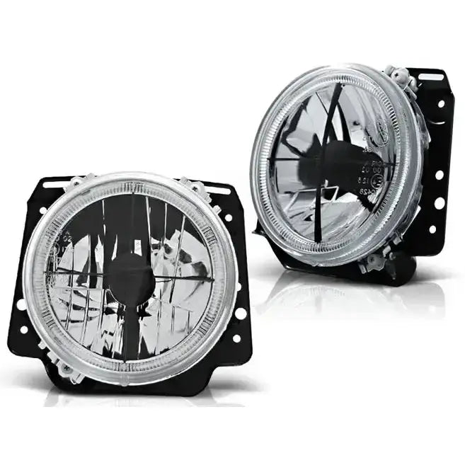 Frontlykter Vw Golf Ii 83-91 Angel Eyes Chrome Svart Kors