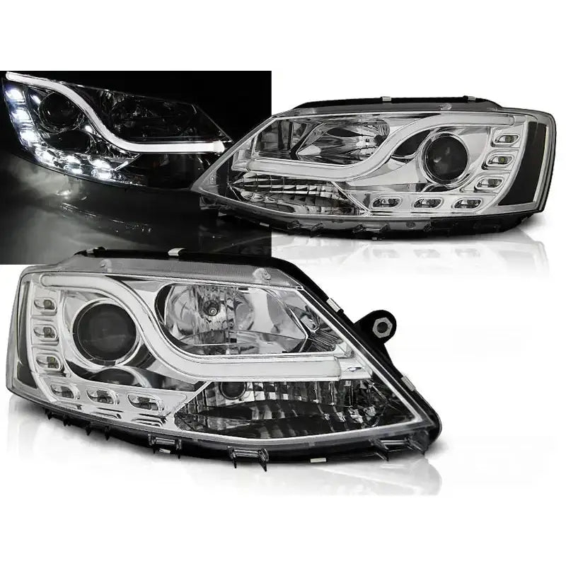 Frontlykter Vw Jetta vi 1.11- Tube Light Tru Drl Chrome