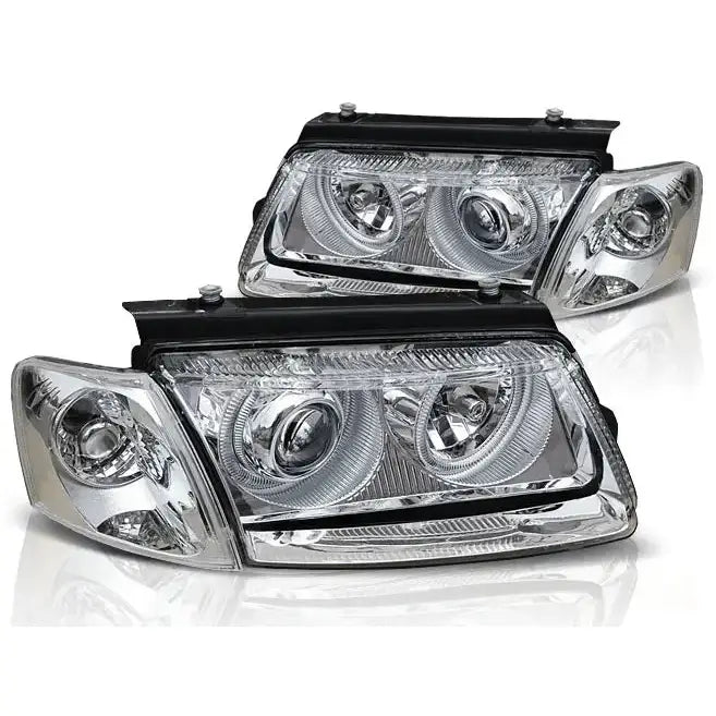 Frontlykter Vw Passat B5 3b 11.96-08.00 Angel Eyes Chrome Depo