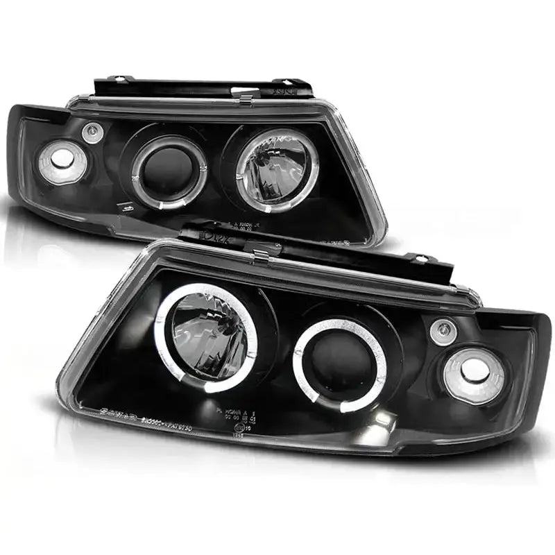 Frontlykter Vw Passat B5 3b 11.96-08.00 Clear Angel Eyes Black Halo Rims