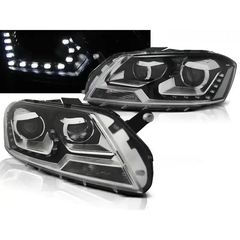 Frontlykter Vw Passat B7 10.10- 10.14 Black Led Pu21w