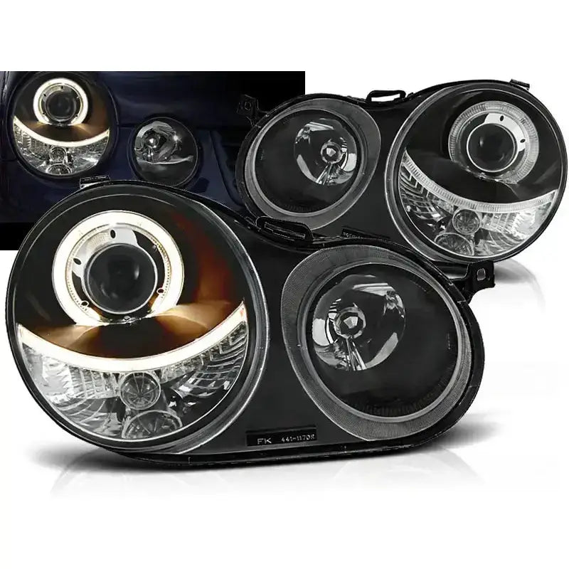 Frontlykter Vw Polo 9n 11.01-04.05 Angel Eyes Black
