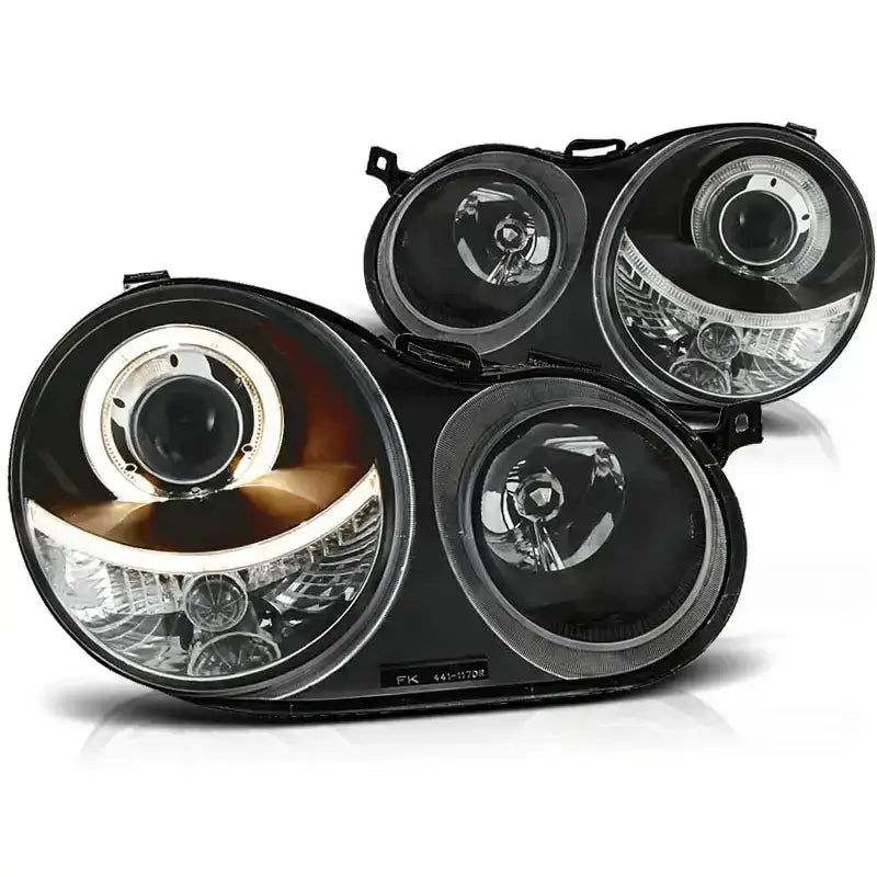 Frontlykter Vw Polo 9n 11.01-04.05 Angel Eyes Black