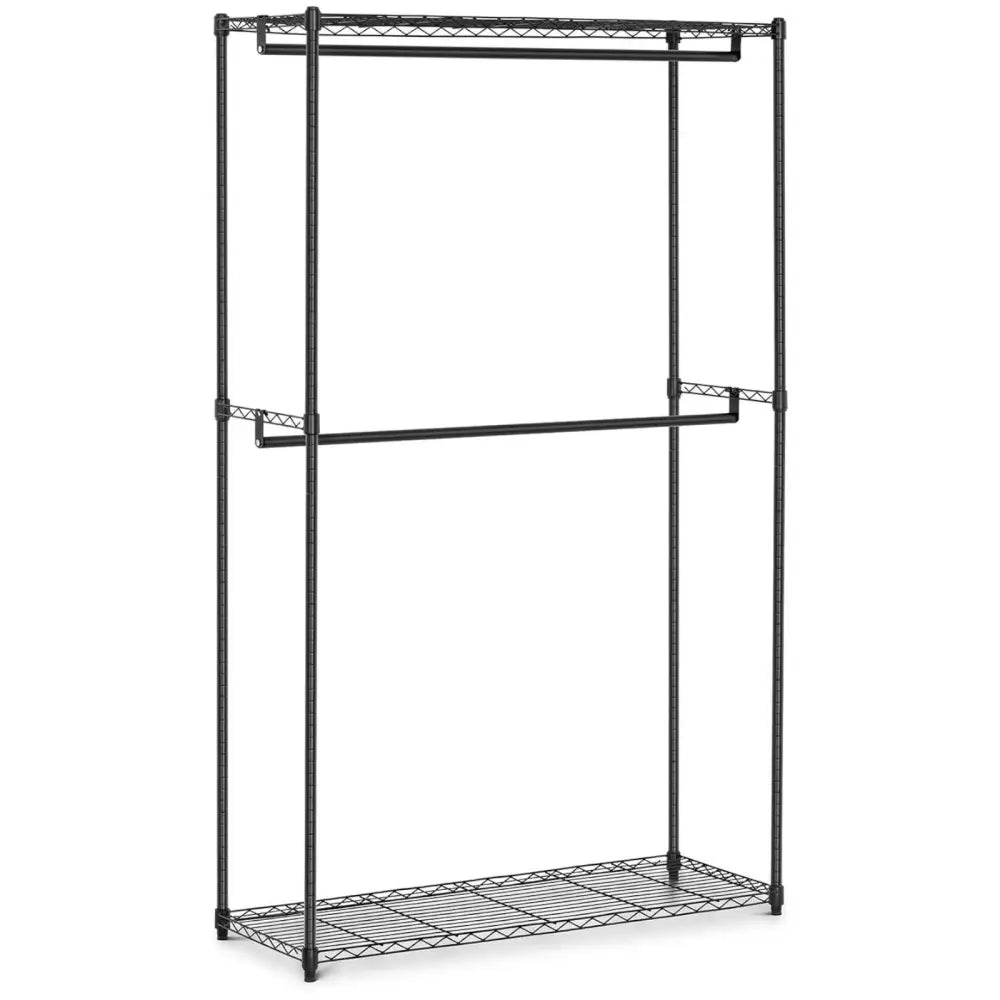 Garderobehylle i Metall med 2 Hyller og 2 Stenger 120 x 45 x 199.5 Cm Opptil 200 Kg