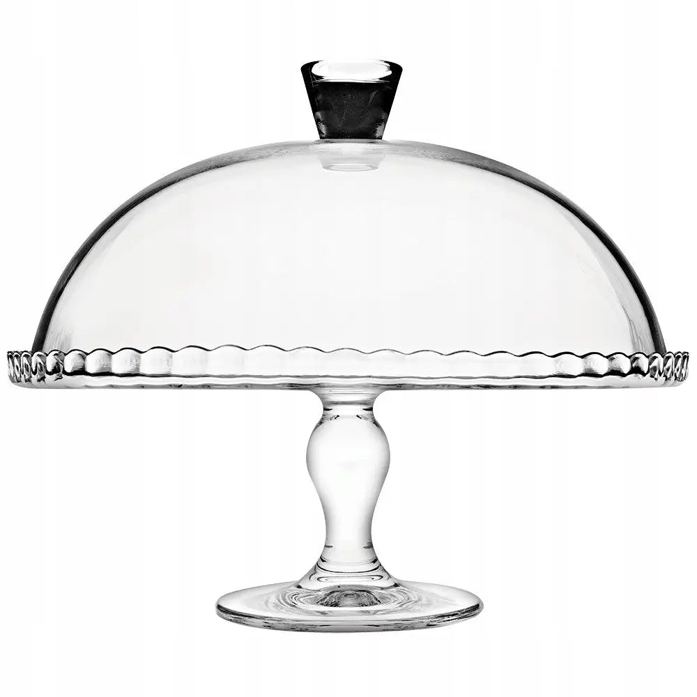 Glassfat på Stett med Klokkedeksel 32 Cm for Kaker Oster Brød Rund