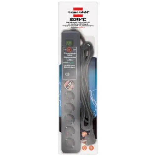 Grenuttak med Akustisk Overspenningsvern Secure-tec 19500a 6-veis Antracitt 3m