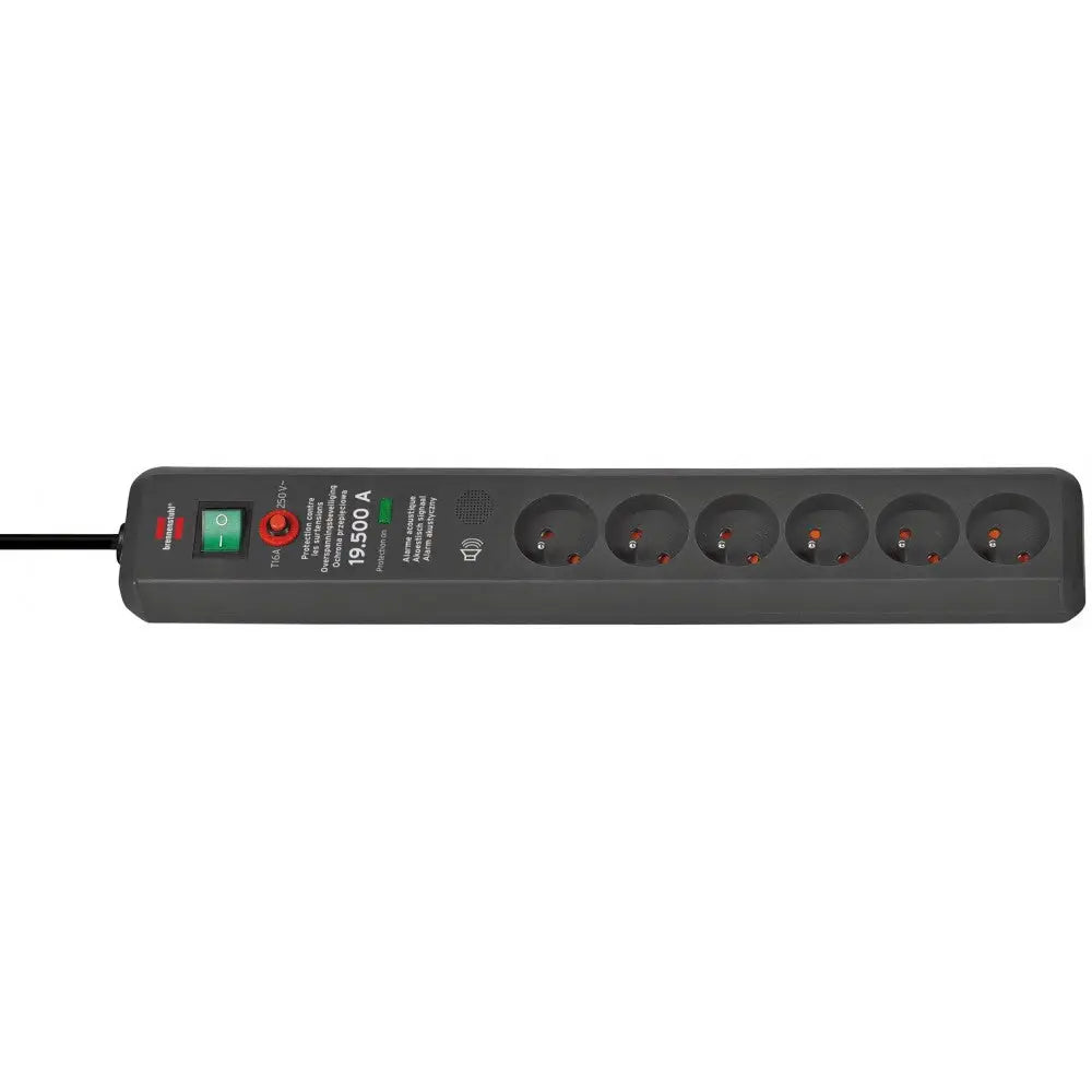 Grenuttak med Akustisk Overspenningsvern Secure-tec 19500a 6-veis Antracitt 3m