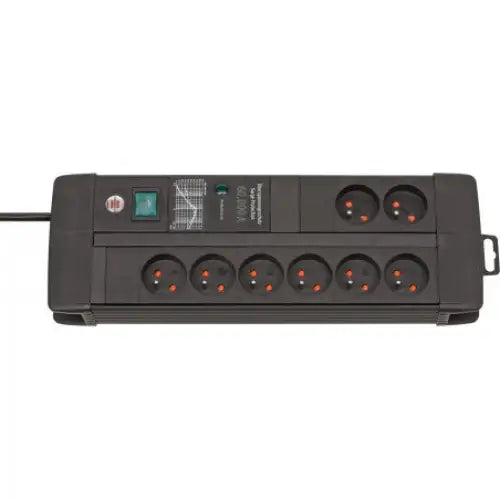 Grenuttak med Overspenningsvern Premium-line Technik 60000a 8 Veis Antracitt 3m