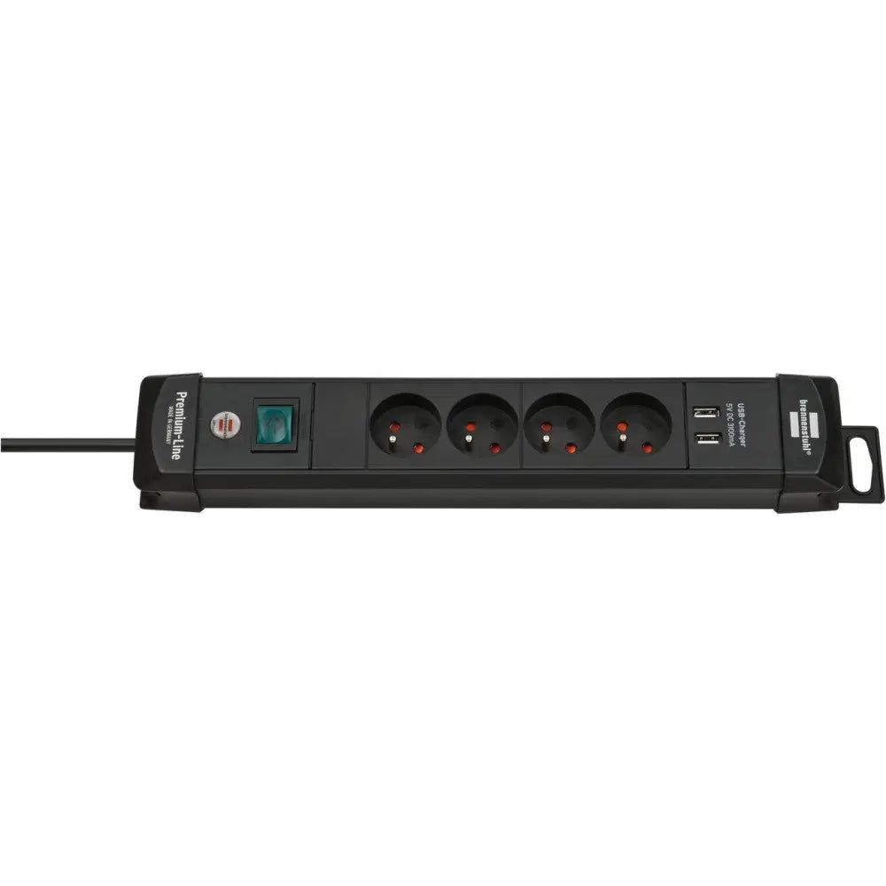 Grenuttak Premium-line med Usb 4-veis Svart 1,8m