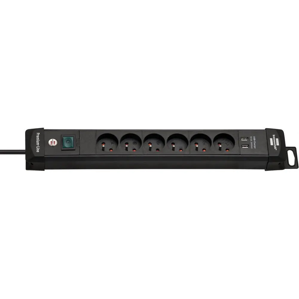 Grenuttak Premium-line med Usb 6-veis Svart 3m