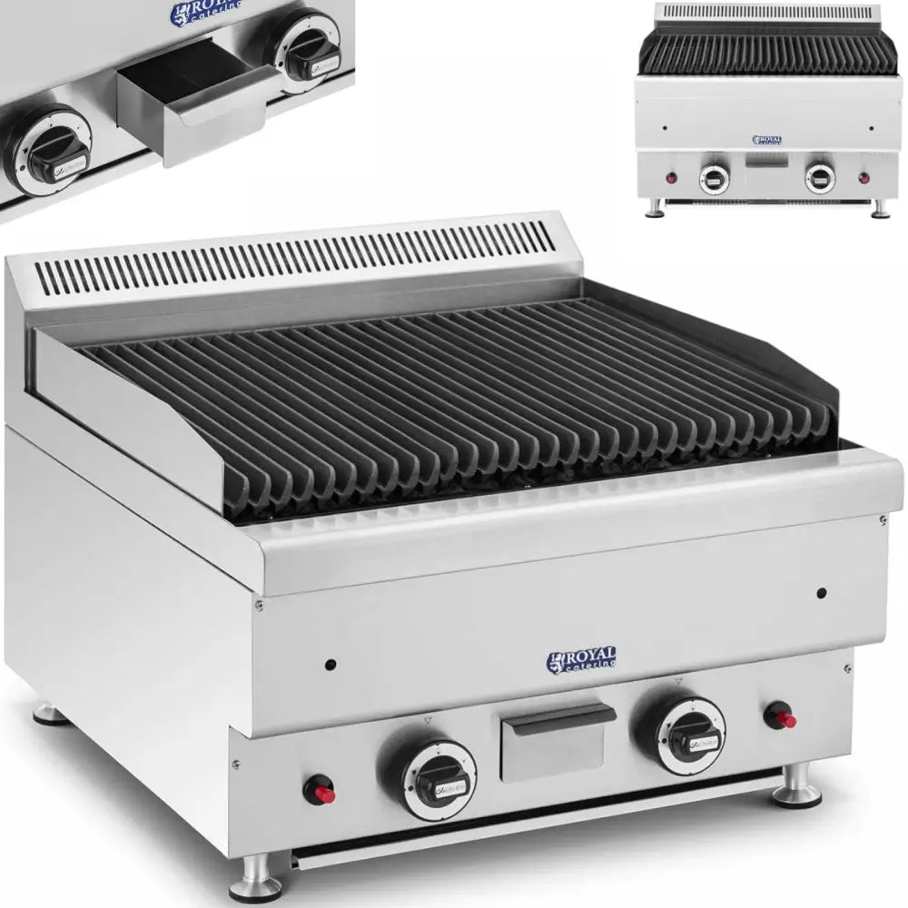 Grill med Dobbeltsidig Gass på Jord Rillet 50 x 47 Cm 2 x 7200 w