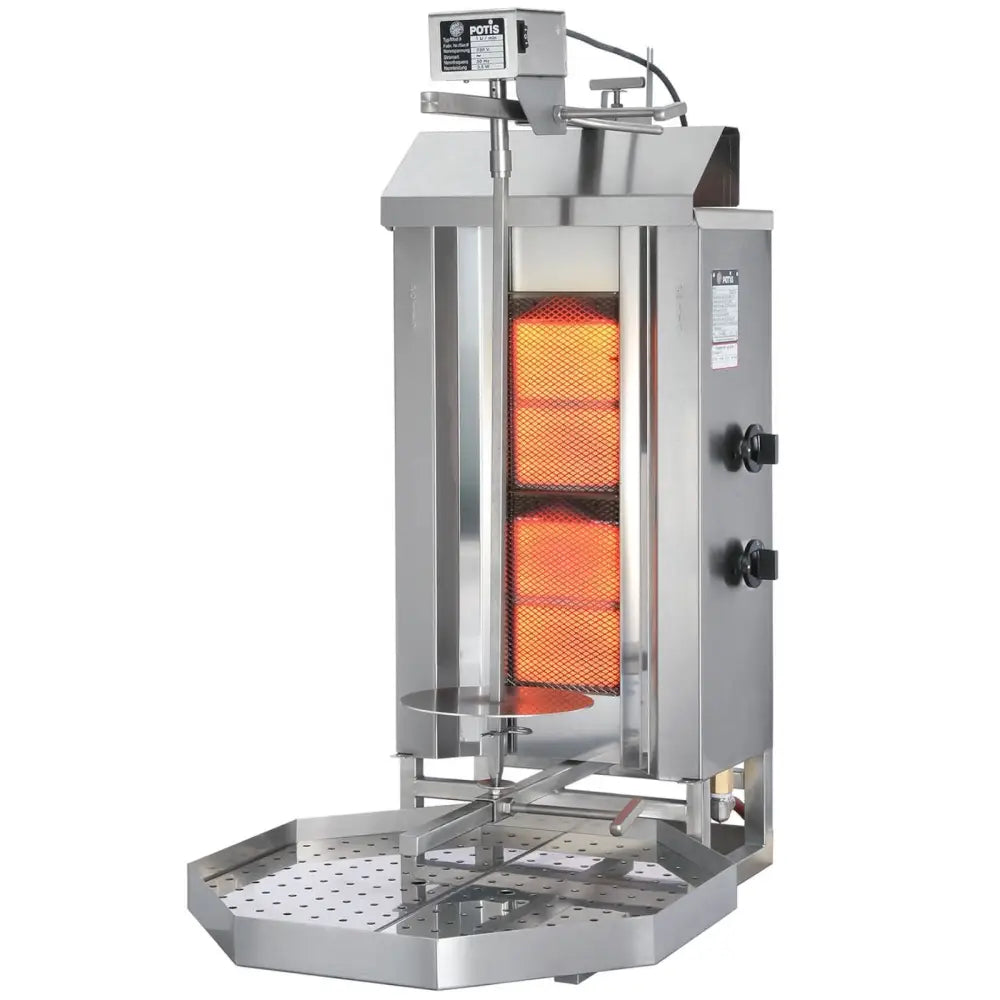 Grillkøyekjøtt for Kebab og Gyros - Rustfritt Stål - Gassdrift Lpg - 30 Kg Kapasitet - 230 v 5.6 Kw