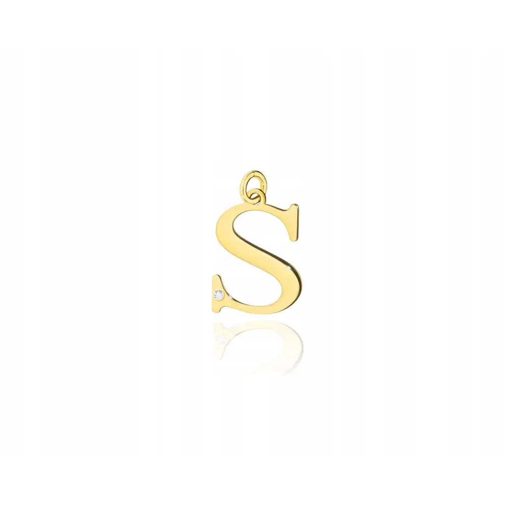 Charm Gullanheng ?S’ med Diamant 8x10 Mm til Kjede