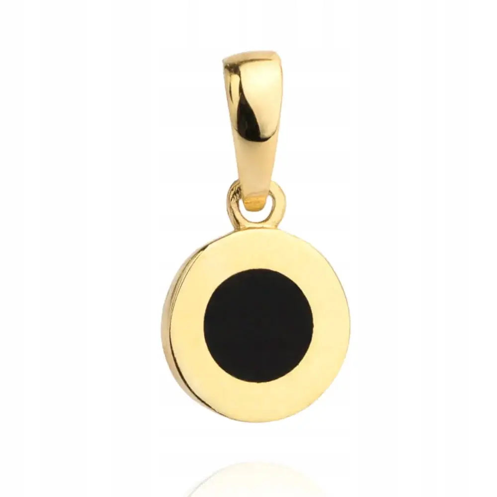 Ørering i 14k Gult Gull med Svart Stein 13 Mm