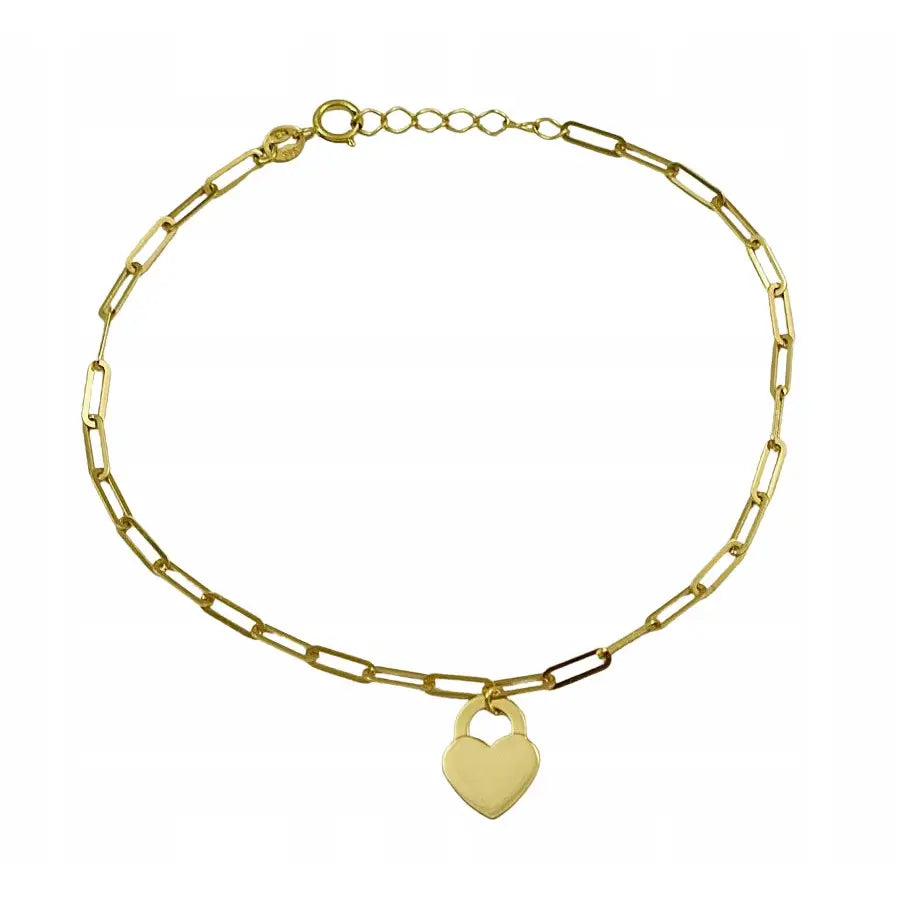 Armbånd Dame Gull 585 Hjerte med Charms Justerbart 18-20 Cm