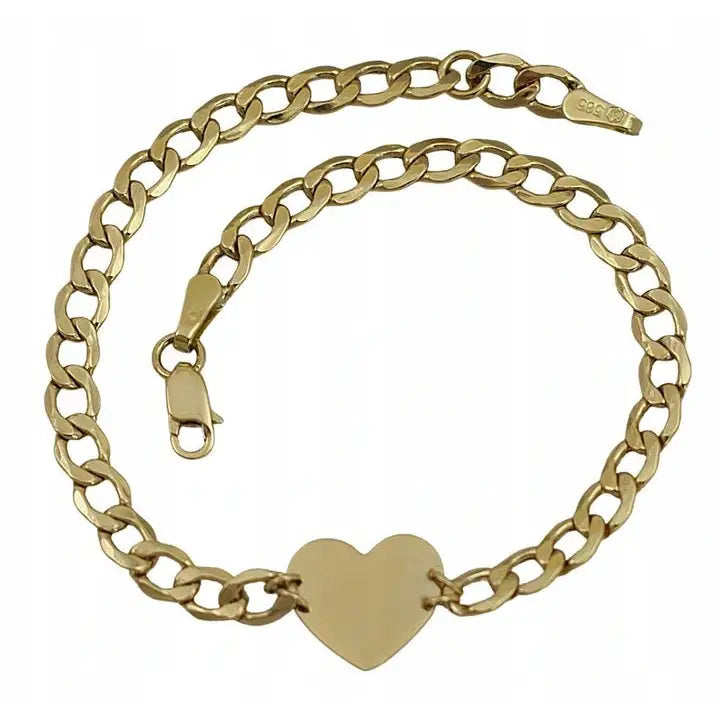 Armbånd Dame 585 Gull med Charms Hjerte 17-18,5 Cm