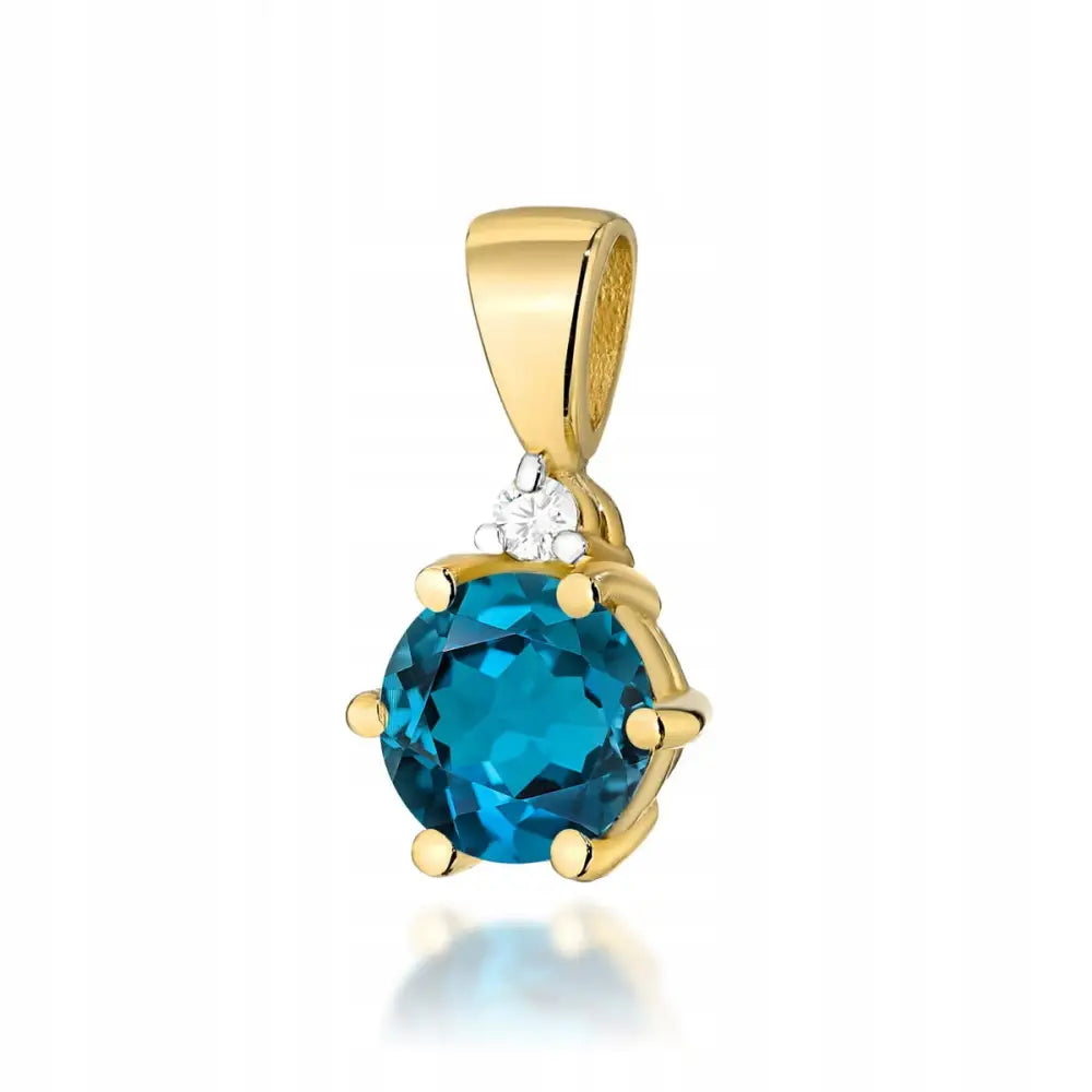 Charm Kjede med London Blue Topas og Diamant i Gull