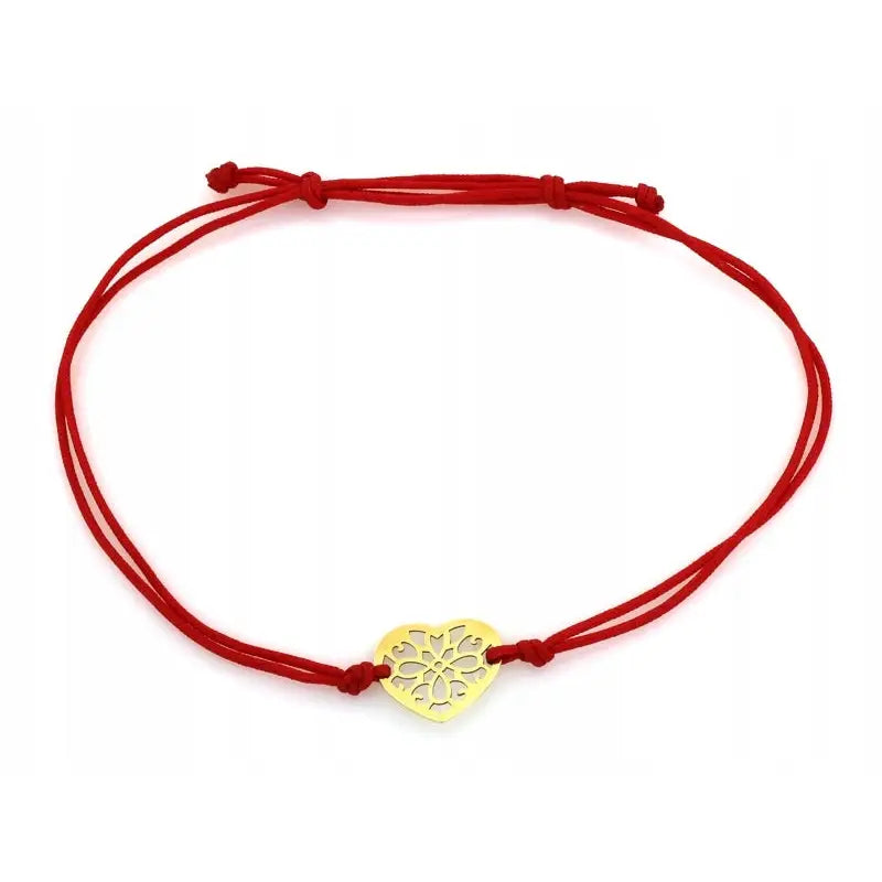 Armbånd Dame med Filigranhjerte og Rød Snor