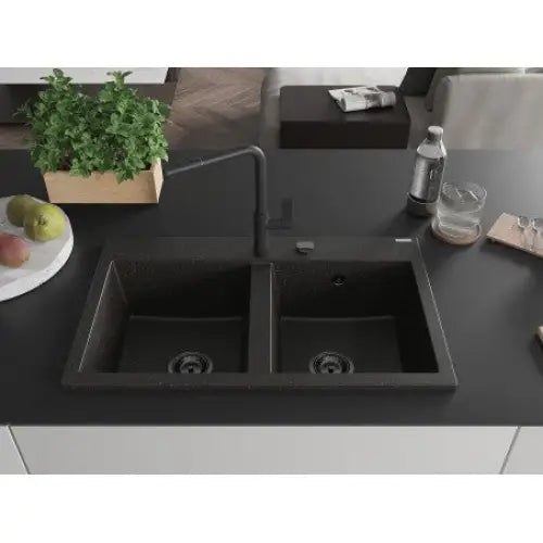 Hektor Kjøkkenvask 2 Kummer 800x480 Mm Svart/gull 6521802000-75-b