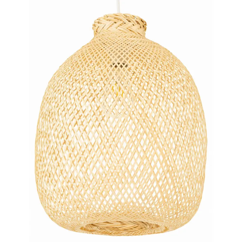 Hengelampe Boho Hvit Bambus Bali 30cm (lw Hvit Bmb04)