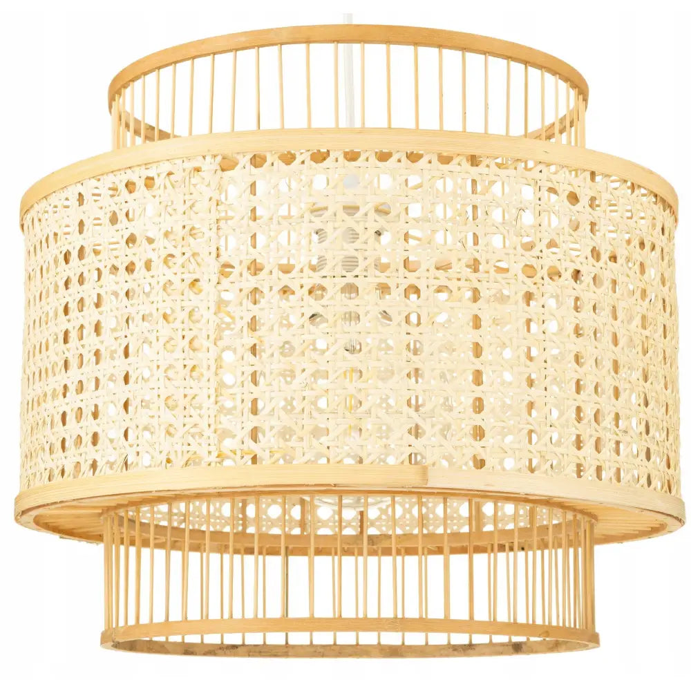 Hengelampe Boho Hvit Rattanflett 40cm (lw Hvit Bmb07)
