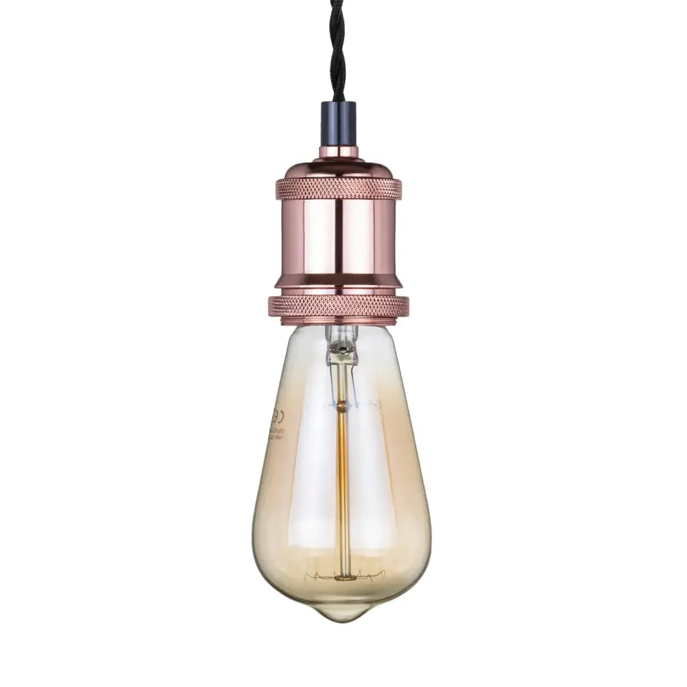 Hengelampe E27 Loft Rosa Gull Flettet (mangler)