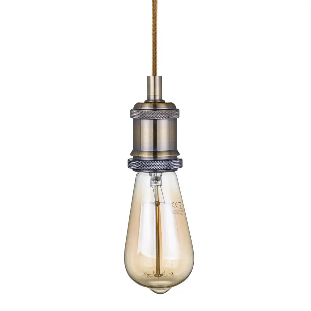 Hengelampe i Gammel Gullfinish E27 med Gyllen Fletting (mpl-09)