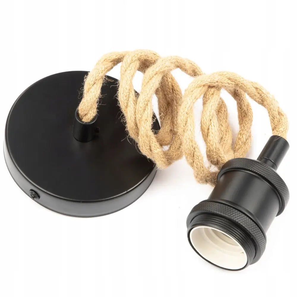 Hengelampe i Jute E27 Sort Retro (wsg004 Svart & Hamp Tvist)