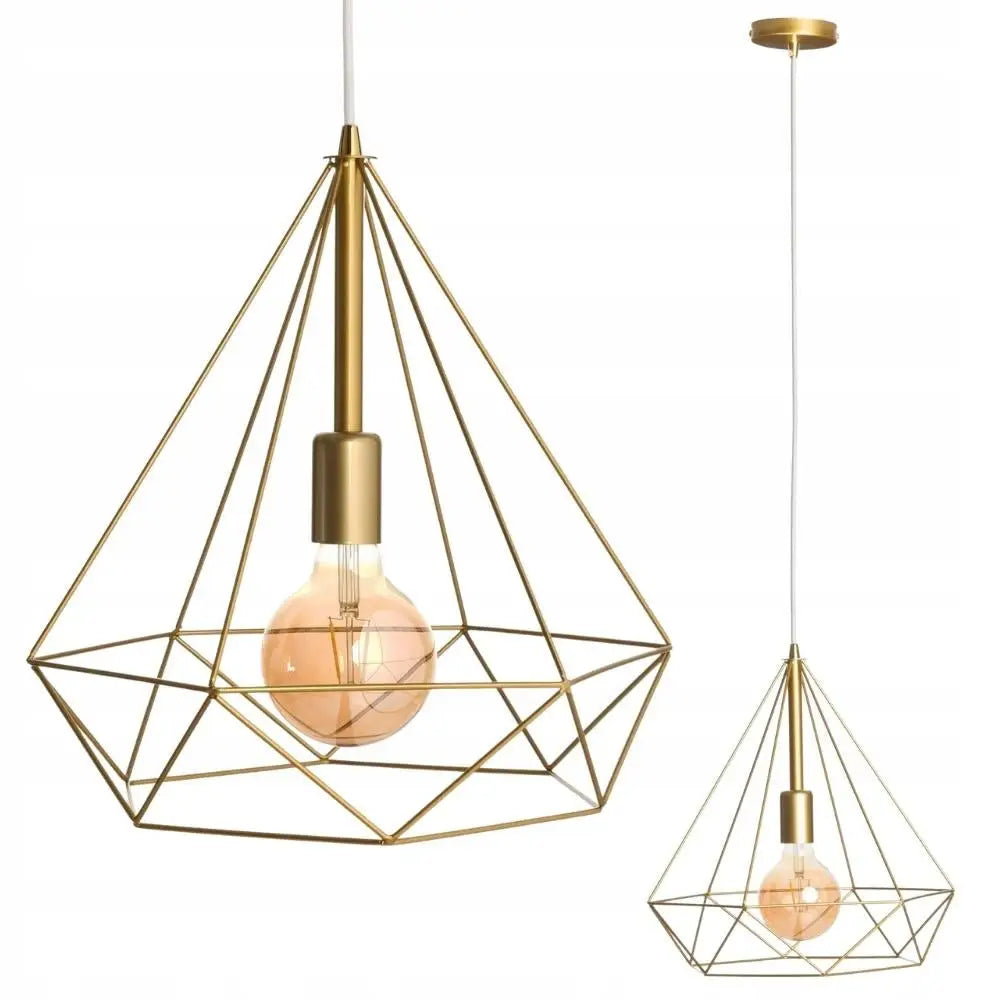 Hengelampe Loft Geo Stor i Gull Farge
