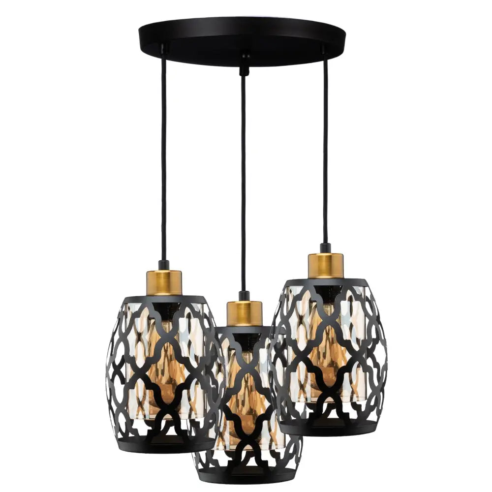 Hengelampe Taklampe i Glasstil Svart Metallfot