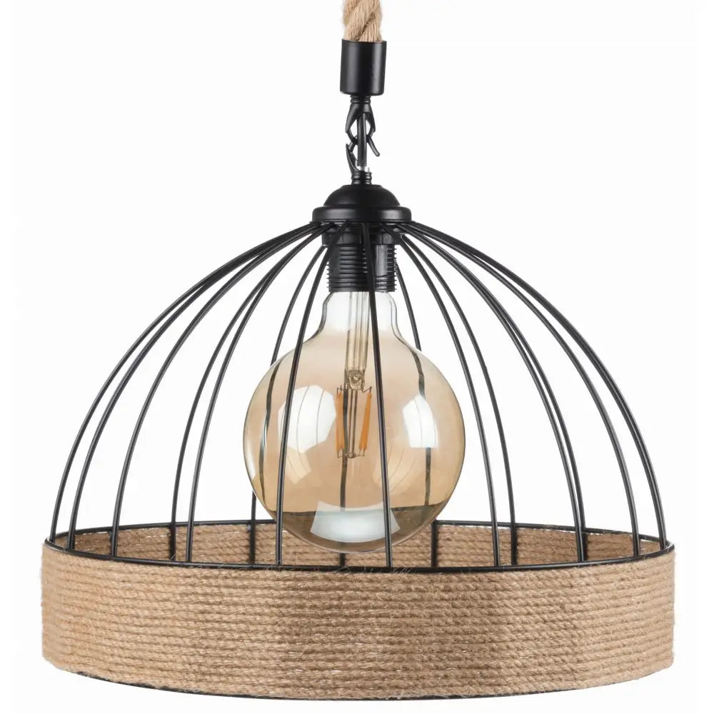 Hengende Jute Lampe Boho Kuppel (dd19)