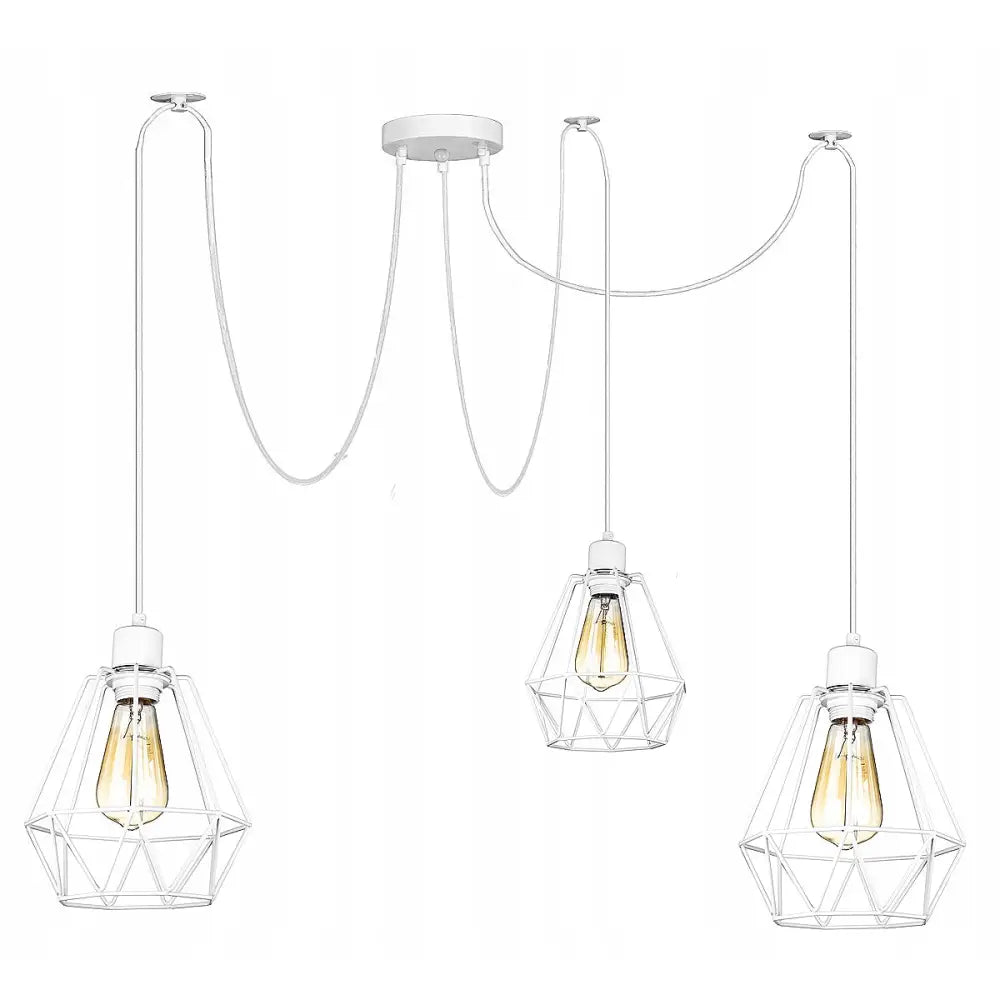 Hengende Lampe Edderkopp Lysekrone Hvit med 3 Skjermer (annen)