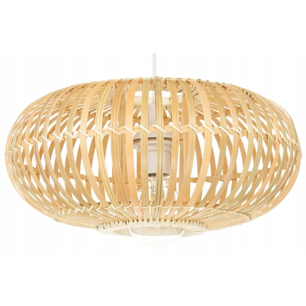 Hengende Lampe Hvit Boho Bambus 38cm Th08 (hl Hvit Th08)