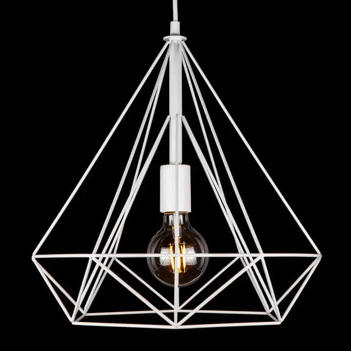 Hengende Lampe i Loftstil Hvit Geo Trådkurv