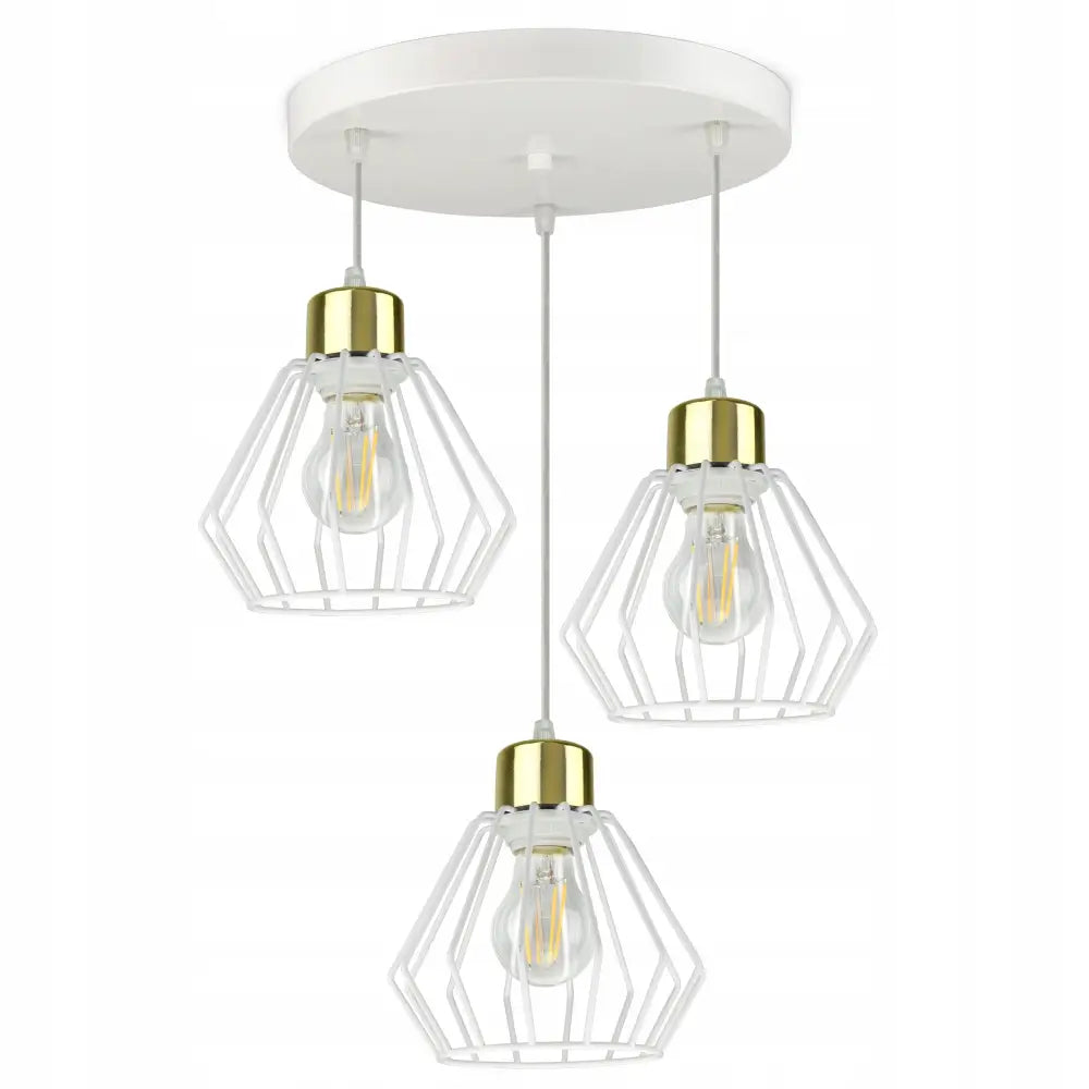 Hengende Lampe Loft Pendel i Hvitt og Gull Drahtgitter