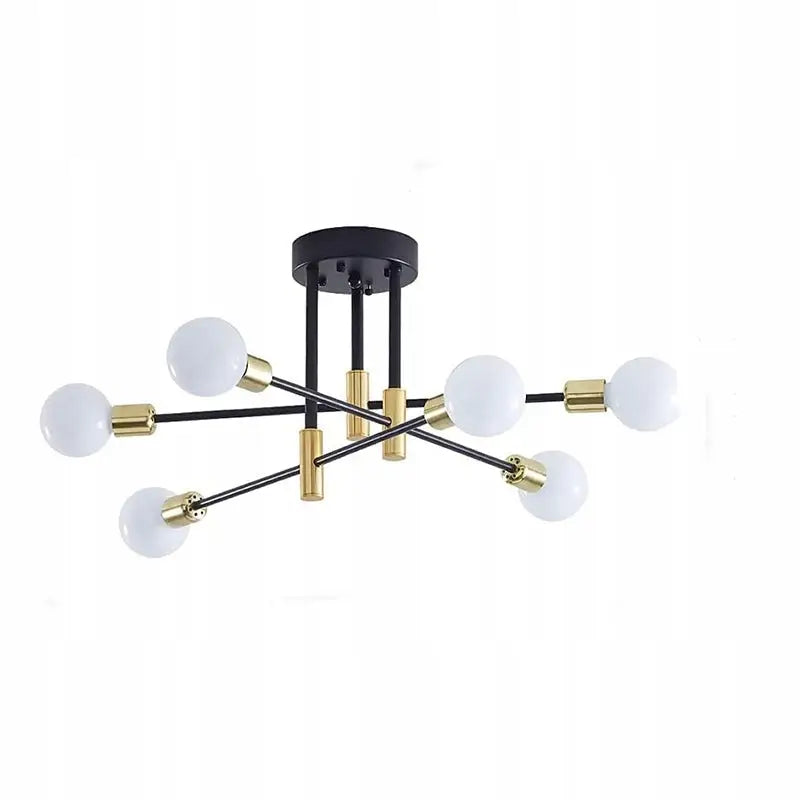 Hengende Lampe Sputnik Lysekrone Svart + gull E27