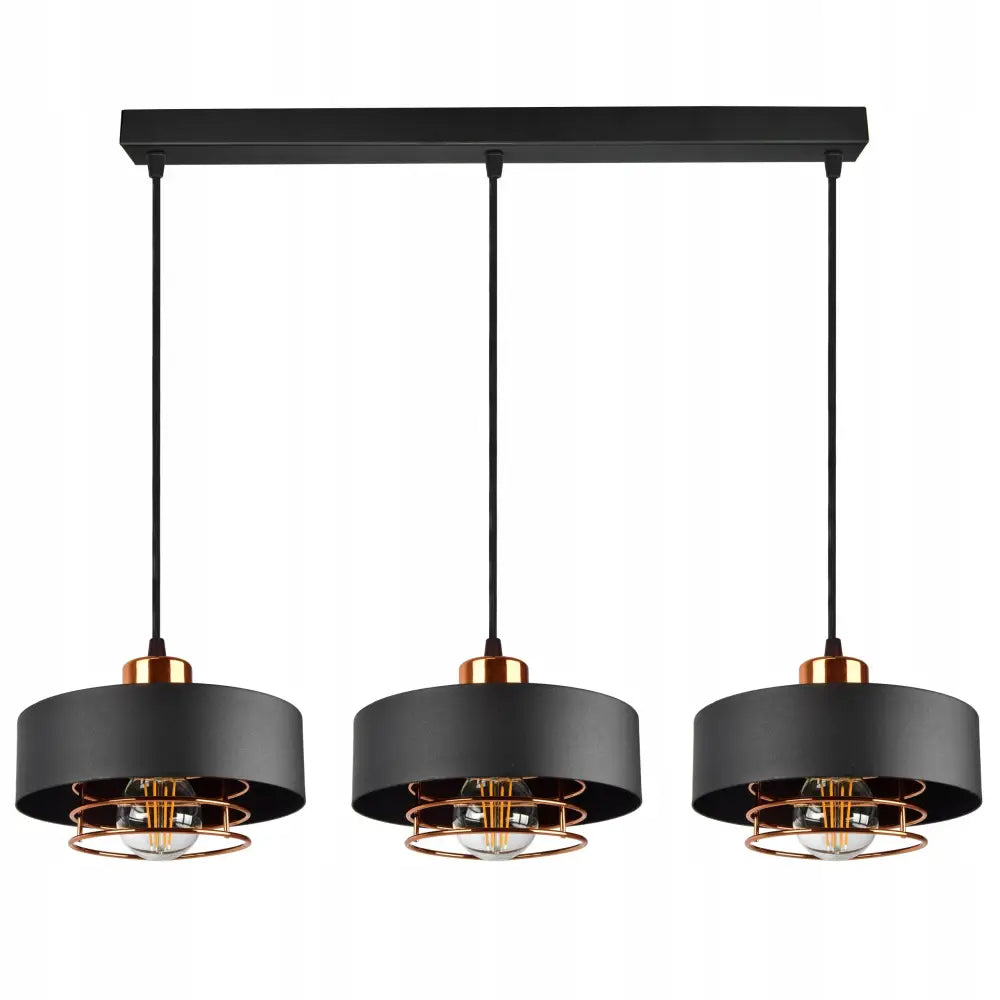 Hengende Taklampe Svart med Kobberelementer