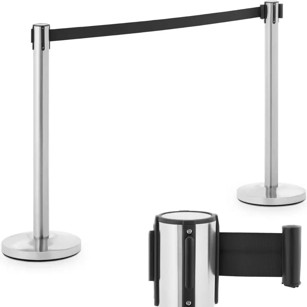 Hotel Avdelingsstolpe Sølv med Svart Bånd 2 m x 2 Stk.