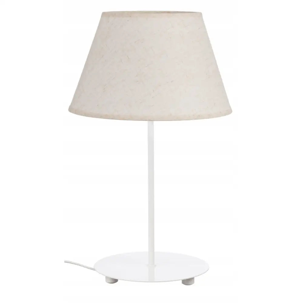 Hvit Bordlampe med Kjegleformet Lin Skjerm Karo E27
